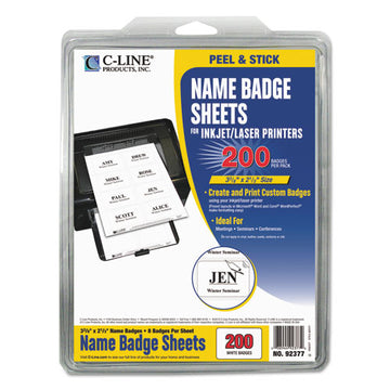 C-Line® Laser Printer Name Badges, 3 3-8 X 2 1-3, White, 200-box freeshipping - TVN Wholesale